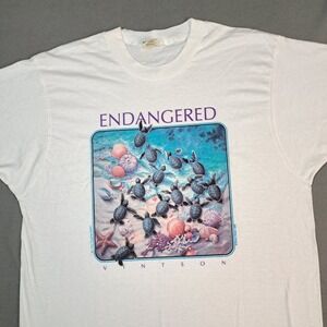 Vintage Screen Stars Shirt Men's Large Endangered Sea Turtles Graphic Print 1992
